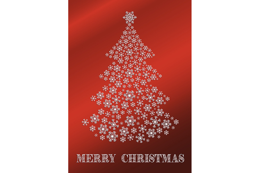 Red Christmas card with a tree in Illustrations - product preview 8