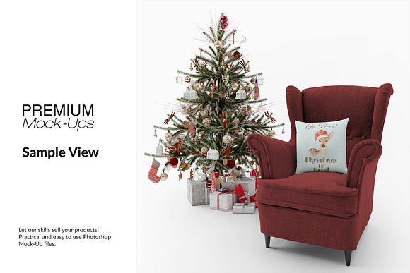 Christmas Throw Pillow Set in Product Mockups - product preview 3