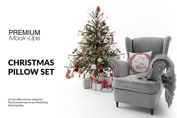Christmas Throw Pillow Set in Product Mockups - product preview 6