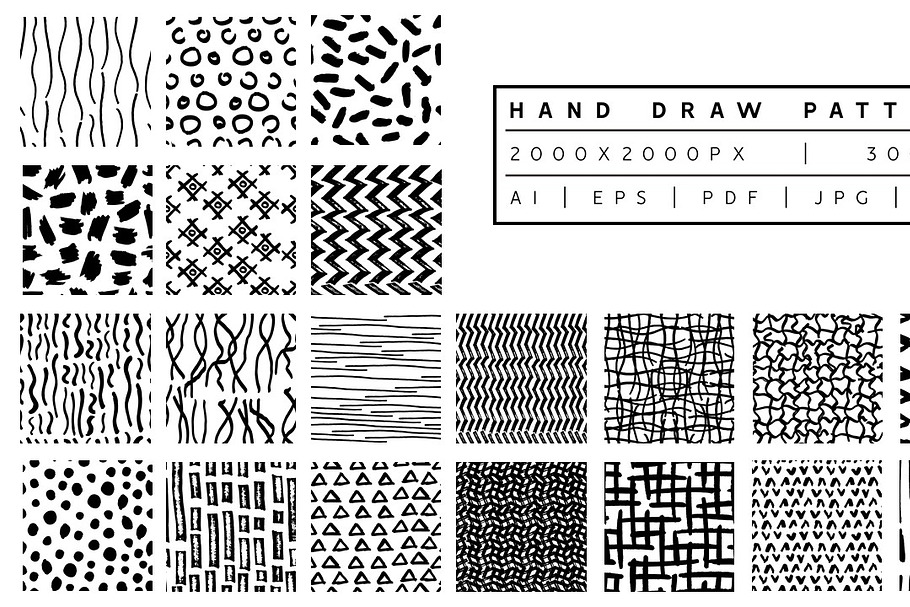 Hand draw Patterns Bundle II in Patterns - product preview 8