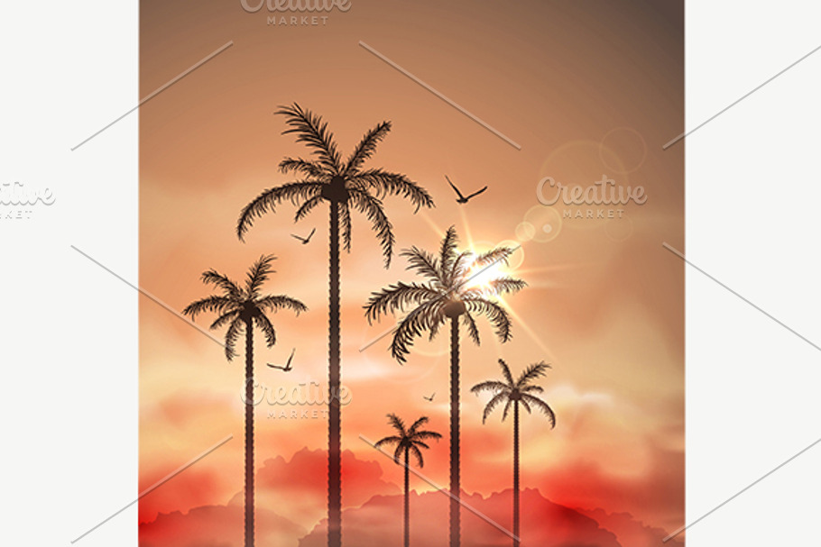 Tropical Landscape with Palm Trees in Illustrations - product preview 8