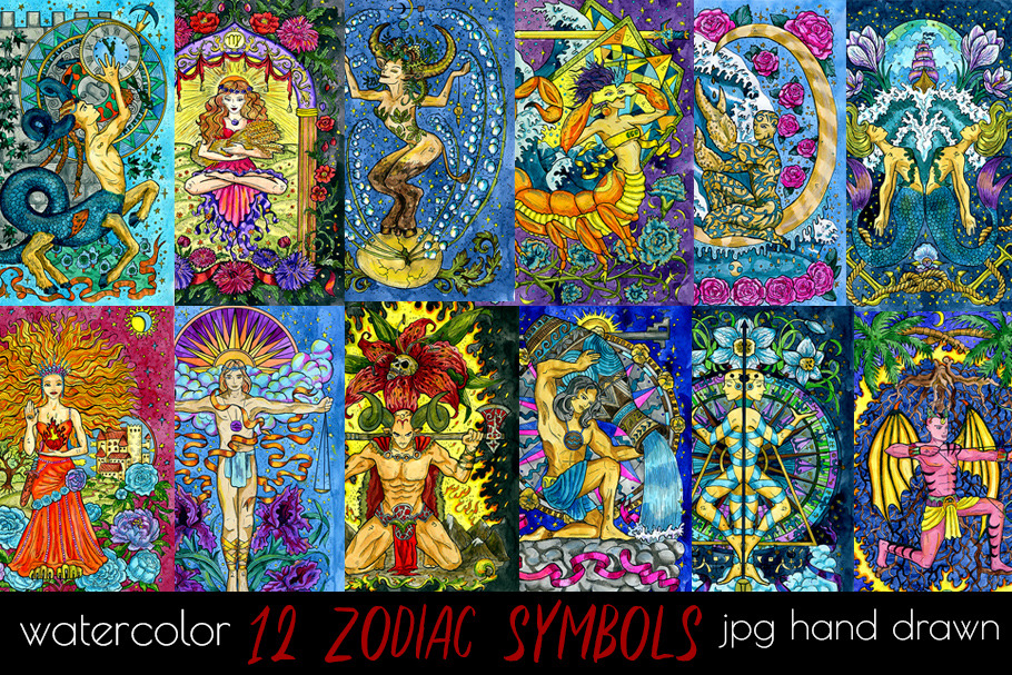 Zodiac symbols colorful