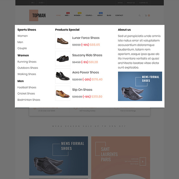 LEO TOPMAN - MEN SHOES AND FASHION in Bootstrap Themes - product preview 2
