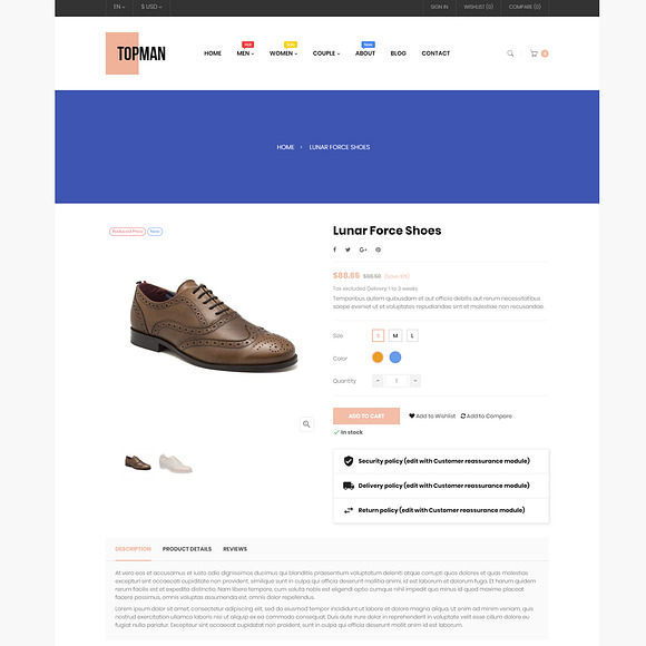 LEO TOPMAN - MEN SHOES AND FASHION in Bootstrap Themes - product preview 6