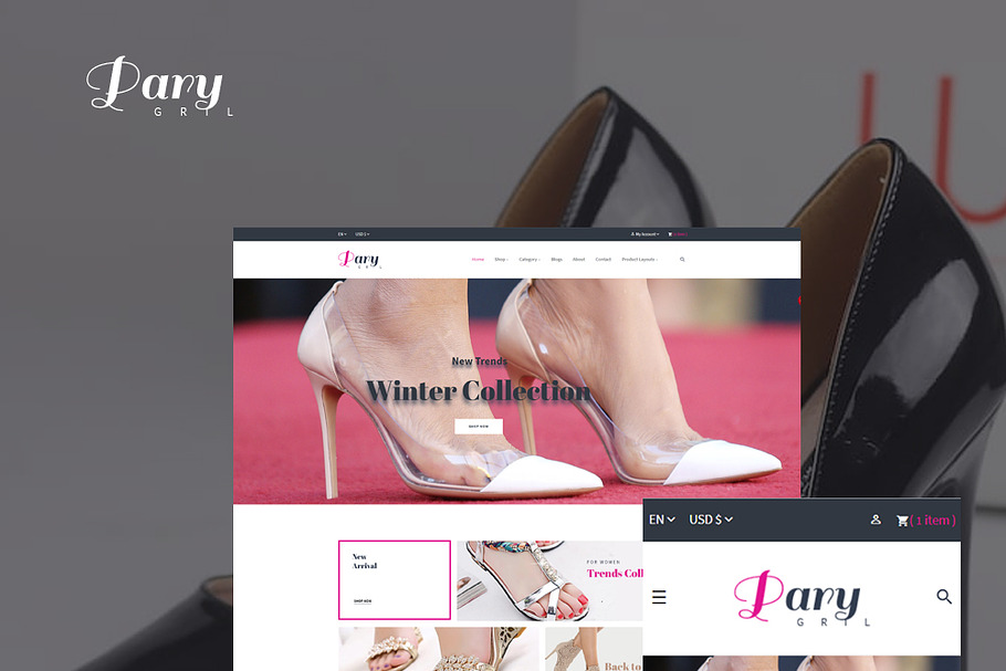 LEO PARTY GIRL - SHOES AND FASHION in Bootstrap Themes - product preview 8