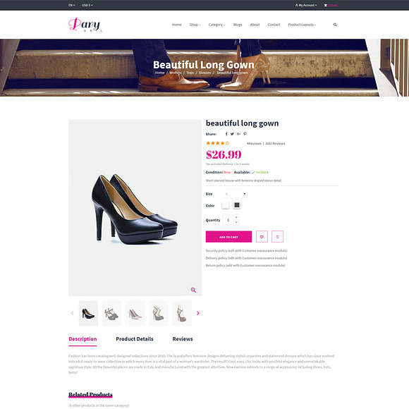 LEO PARTY GIRL - SHOES AND FASHION in Bootstrap Themes - product preview 5