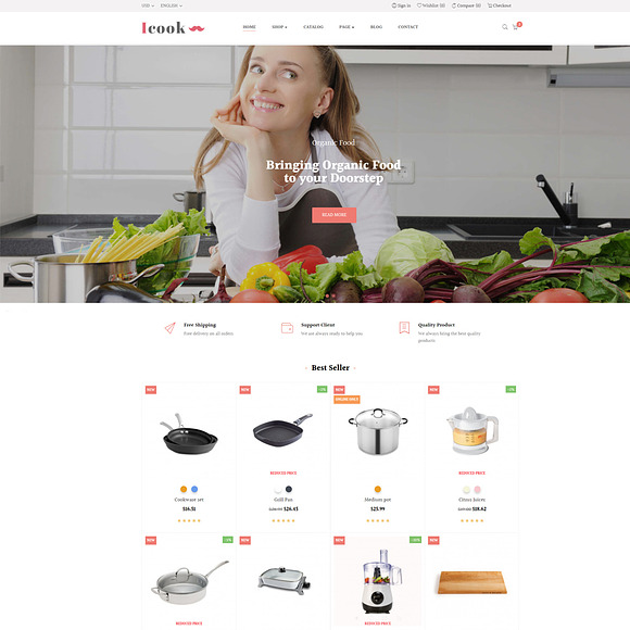 LEO ICOOK - KITCHEN TOOL, COOKWARE,  in Bootstrap Themes - product preview 1
