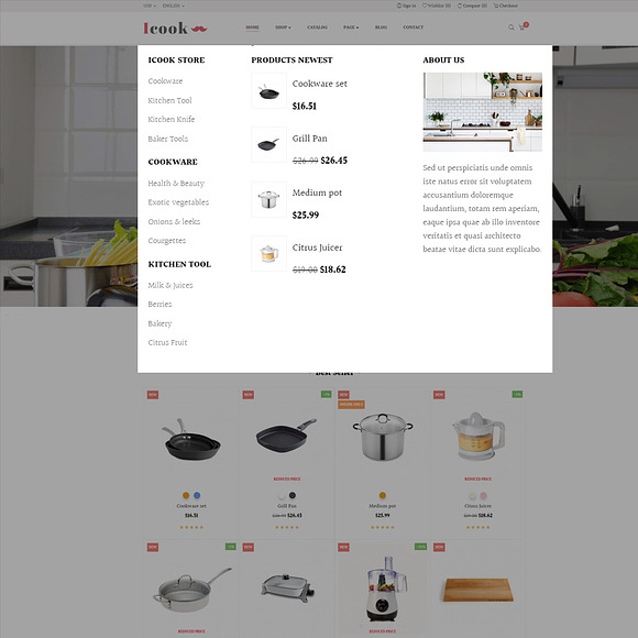 LEO ICOOK - KITCHEN TOOL, COOKWARE,  in Bootstrap Themes - product preview 2