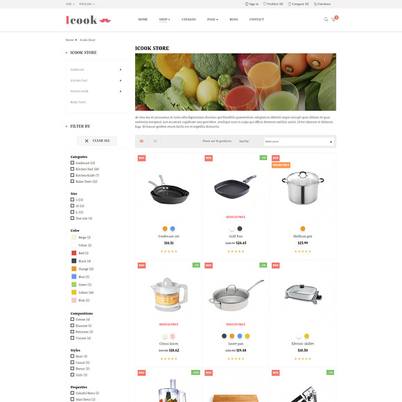 LEO ICOOK - KITCHEN TOOL, COOKWARE,  in Bootstrap Themes - product preview 3