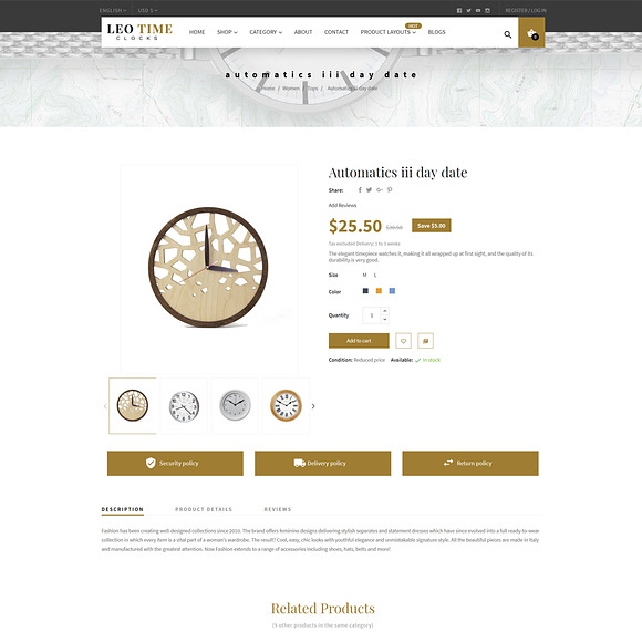 LEO TIME - CLOCK AND HOME DECOR in Bootstrap Themes - product preview 5