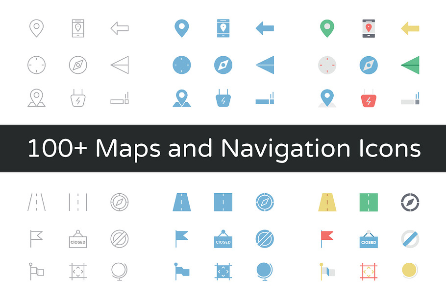 100+ Maps and Navigation Vector Icon