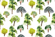 Watercolor trees and patterns