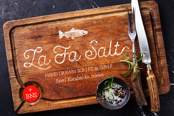 La Fa Salt • Cursive Script & Serif in Chalkboard Fonts - product preview 3