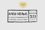 Vintage hipster hand inked elements