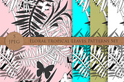 Floral tropical leaves patterns set