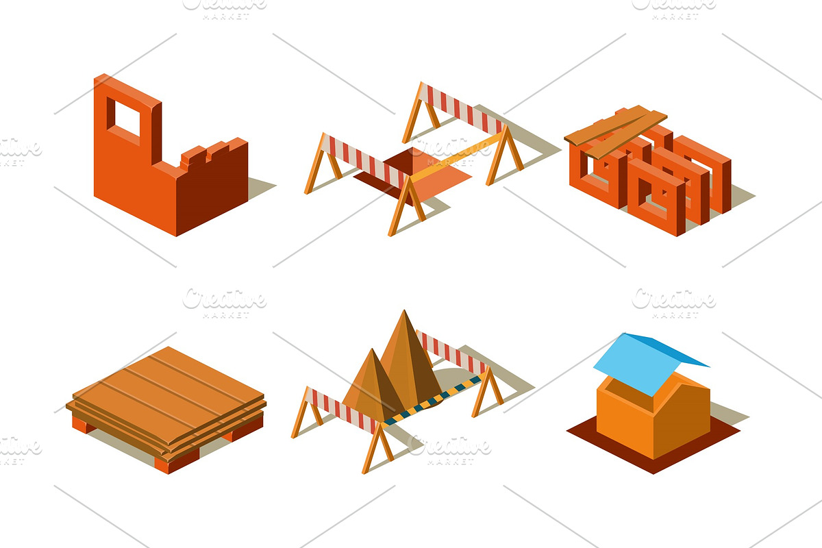 Construction buildings and wall in Illustrations - product preview 8