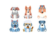 Dogs of different breeds set, cute