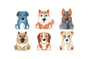 Cute dogs of different breeds set