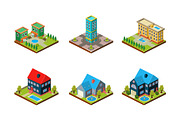 City buildings set, urban landscape