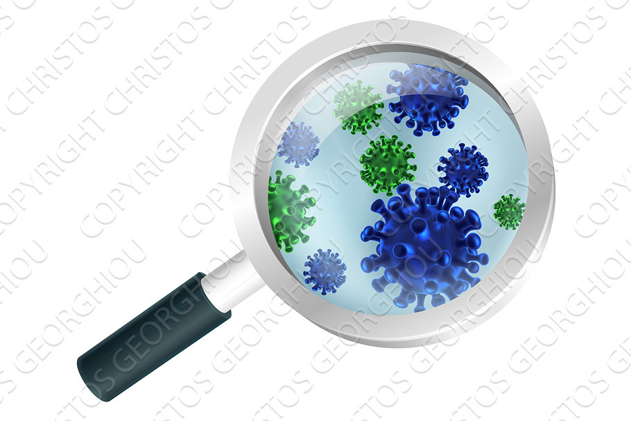 Bacteria or Virus Under A Magnifying in Illustrations - product preview 8