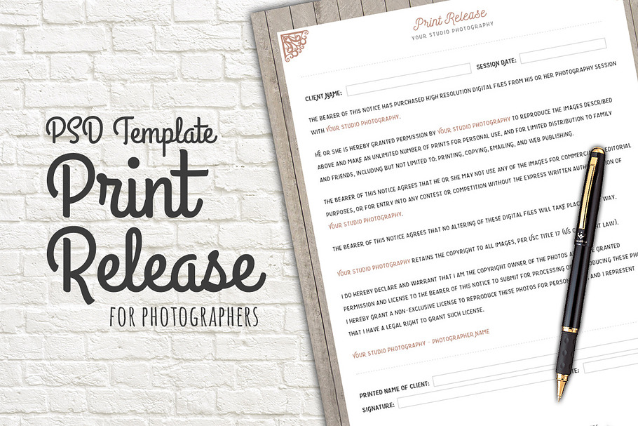 Photo Print Release Form Template