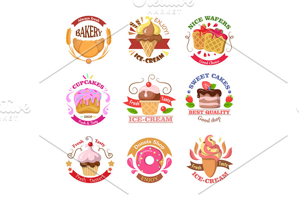 Set of Confectionery Logos Isolated