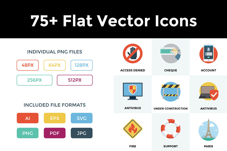 75+ Flat Vector Icons