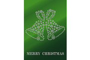 Green Christmas card with bells
