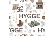 Vector seamless pattern with hygge