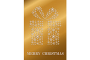 Golden Christmas card with a present