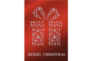 Red Christmas card with a present