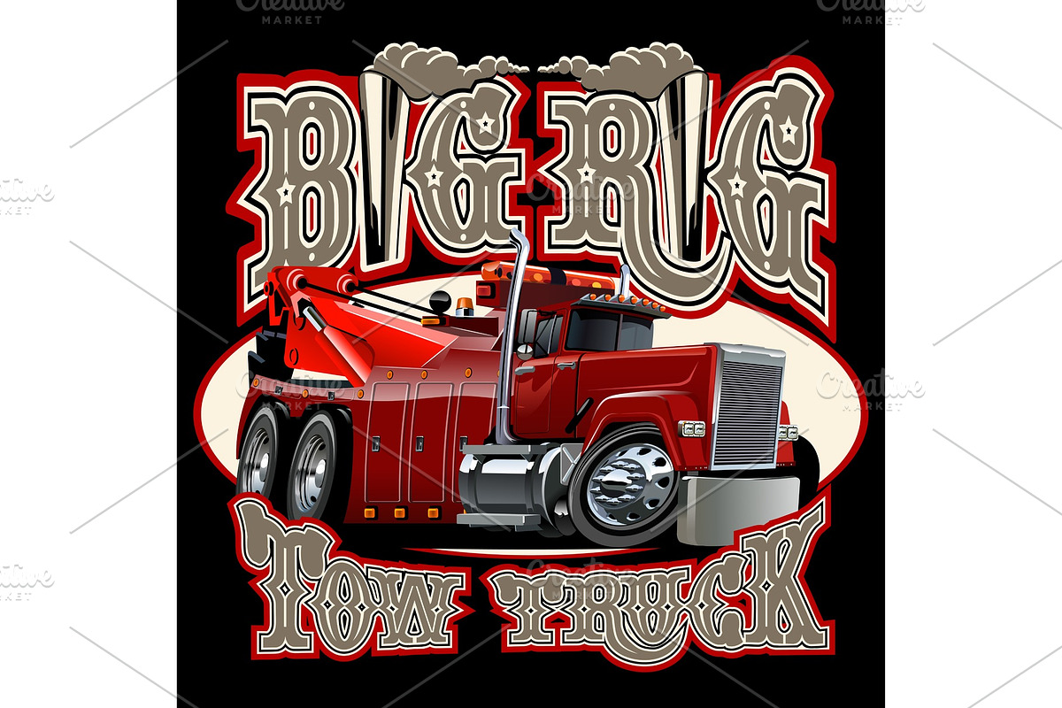 Cartoon big rig tow truck with in Illustrations - product preview 8