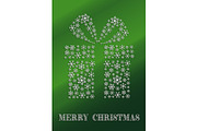 Green Christmas card with a present