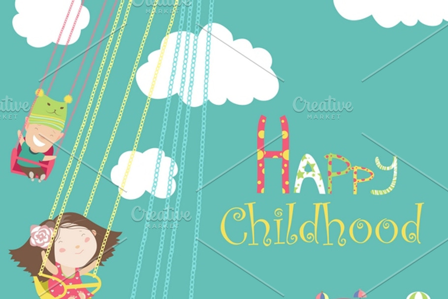 Children ride on the carousel in Illustrations - product preview 8