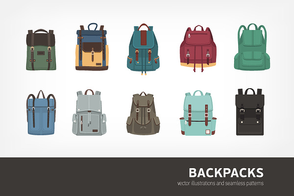 Backpacks bundle and seamless