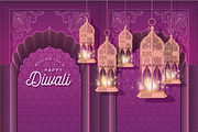 diwali greeting template vector