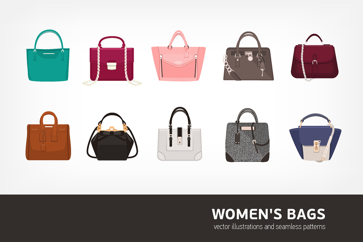Women's bags bundle and seamless in Illustrations - product preview 8