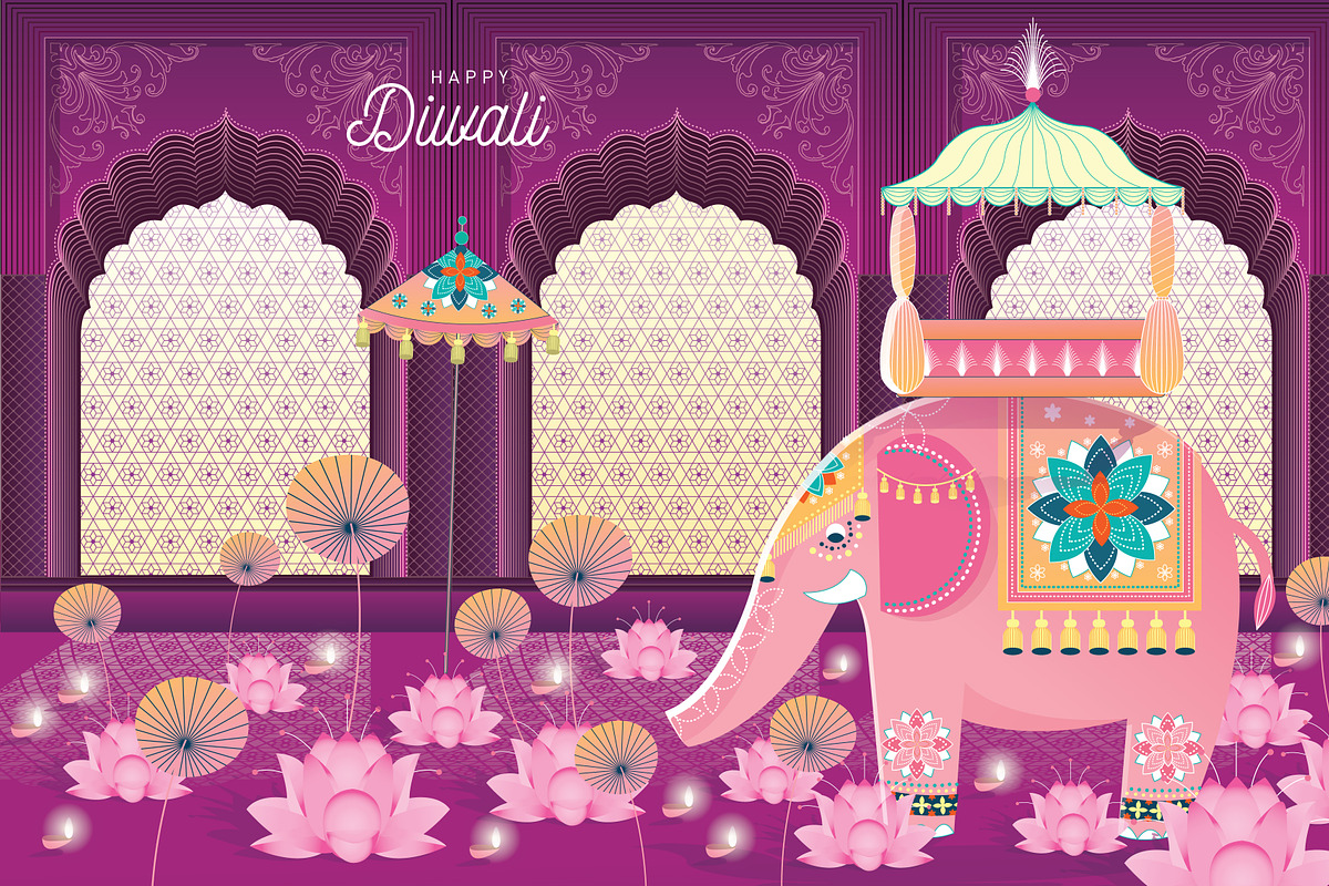 diwali greeting card template vector in Illustrations - product preview 8
