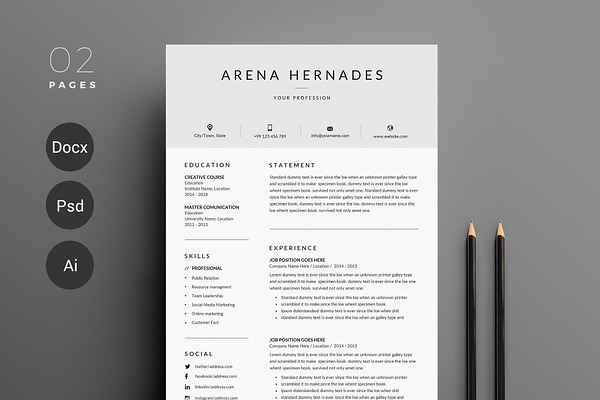 Minimal Resume Template I 3 Pages