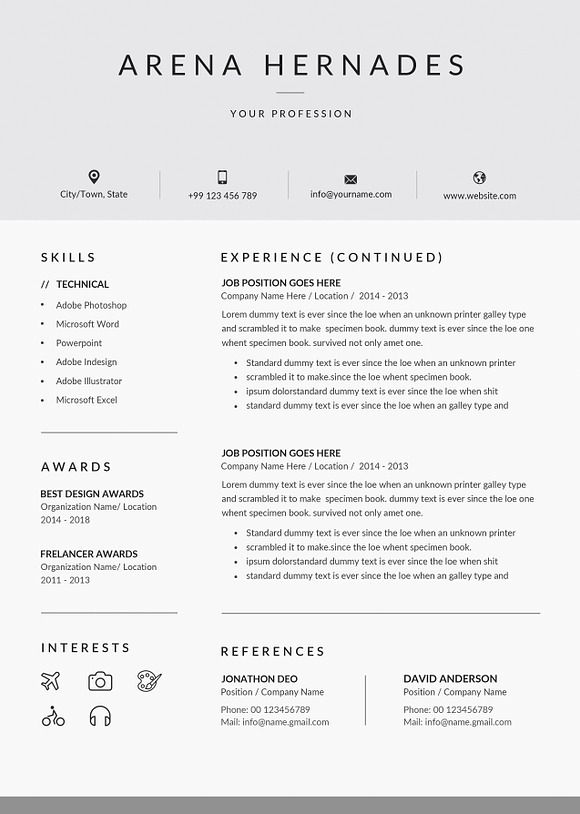 Minimal Resume Template I 3 Pages in Resume Templates - product preview 3