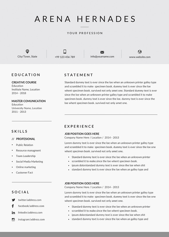 Minimal Resume Template I 3 Pages in Resume Templates - product preview 4