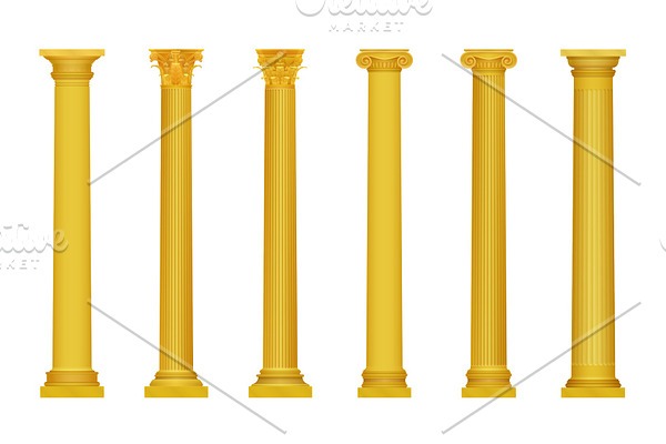 Golden realistic ancient columns