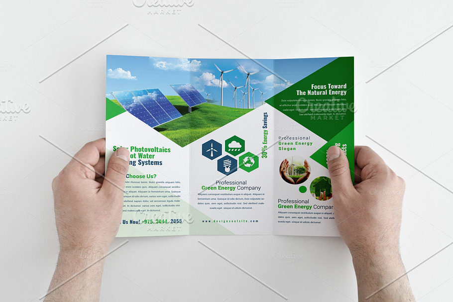 Green Energy Trifold Brochure in Brochure Templates - product preview 8