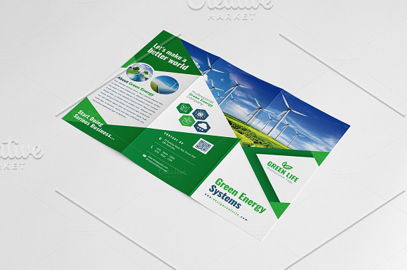 Green Energy Trifold Brochure in Brochure Templates - product preview 1