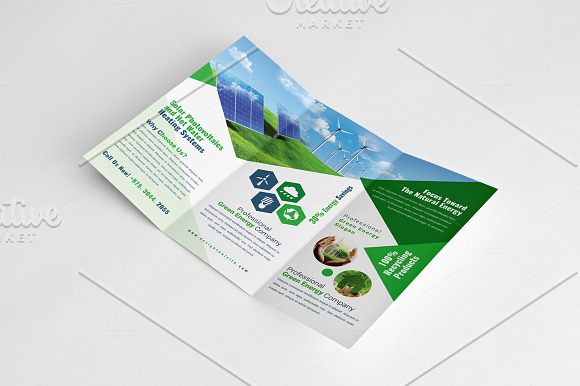 Green Energy Trifold Brochure in Brochure Templates - product preview 4