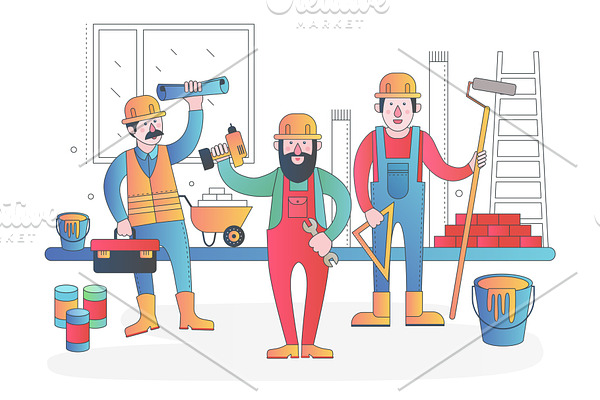 Workers vector characters team