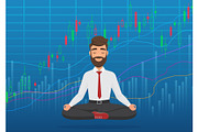 Trader meditating rising market