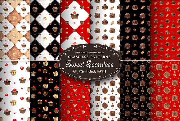 Sweet Seamless Patterns in Patterns - product preview 1