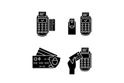 NFC payment glyph icons set