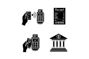 NFC payment glyph icons set